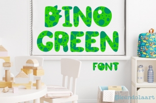 Dino green Font. Color cute dinosaurs alphabet. Font Download