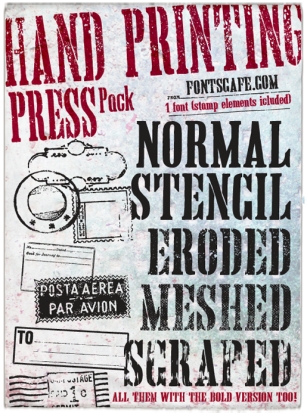 Hand Printing Press Stencil Font Download