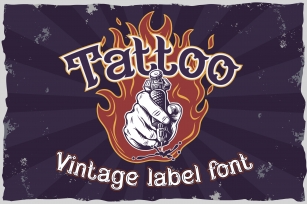 Fire needle -tattoo salon label Font Download