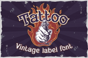 Fire needle -tattoo salon label font Font Download
