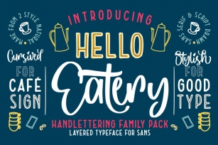 Hello Eatery - Handlettering Font Pack Font Download