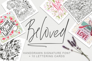 Beloved signature duo font + 10 cards. Font Download
