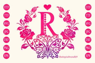 Rose Butterfly Monogram Font Download