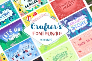 Sale! Crafter's Huge Font Bundle | 39 Fonts in 26 Families Font Download