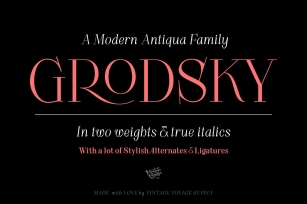 Grodsky • Modern Antiqua Family Font Download
