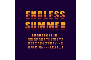 Endless summer vintage 3d vector alphabet set Font Download