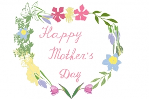 Mother's Day greeting card with flowers on the background in the form Font Download