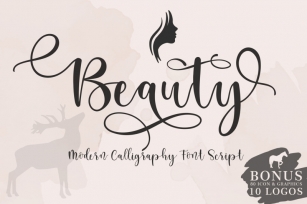 Beauty sript font + BONUS 10 LOGOS & 81 ICON Font Download