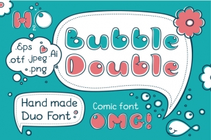 Bubble Double Duo font. Comic Alphabet. Handwritten graffiti cartoon Font Download