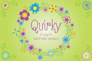 Quirky Font (otf) with editable vector flowers (AI) Font Download