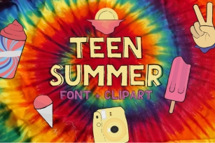Teen summer - Layered font + Clipart Font Download