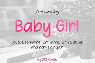 Baby Girl Sans Font with 5 Styles, Slant, Thin, Hearts Font Download