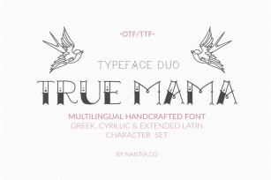 True Mama | Cyrillic Greek Typeface Duo Font Download