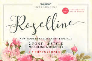 Roselline Typeface - 2 Style + BONUS Font Download