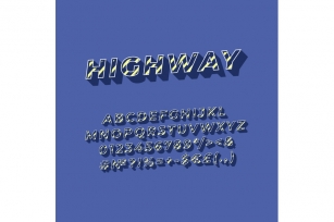 Highway vintage 3d vector alphabet set Font Download
