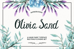 Olivia Sand Typeface & Flowers set Font Download