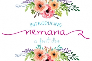 Nemana : A font duo by watercolor Floral designs Font Download