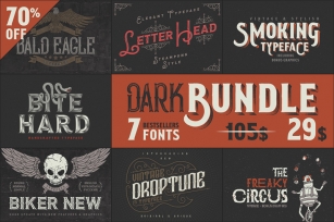 Dark Bundle: 7 Bestseller Fonts Font Download