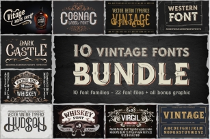 10 Vintage Font Families Bundle Font Download