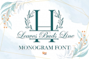 Leaves Buds Line Monogram Font Download