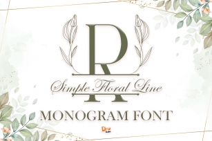 Simple Floral Line Monogram Font Download
