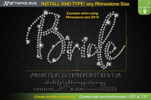 Editable Rhinestone template Script TTF by Artwork Font Download