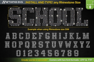Rhinestone template Editable Athletic TTF by Artworks Font Download