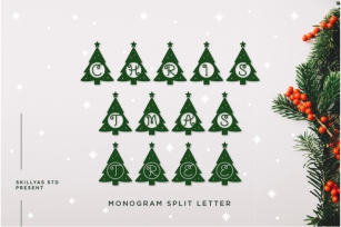 Christmas tree monogram split letter Font Download