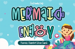 Princess mermaid kid handwritten kawaii style Font Download
