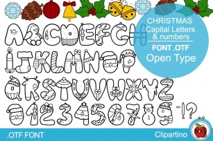 Christmas Open Type-Capital Letters & numbers-Winter Font Download