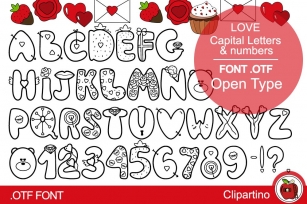 Valentines day Open Type-Capital Letters & numbers Font Download
