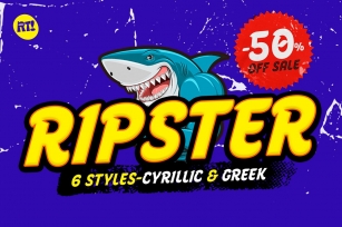 Ripster -50% Greek+Cyrillic 6 FONTS! Font Download