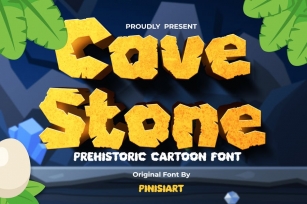 Cave Stone - prehistoric cartoon font Font Download