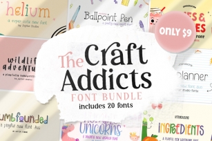 The Craft Addicts Font Bundle (Font Bundles, Cheap Fonts) Font Download