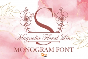 Magnolia Floral Line Monogram Font Download