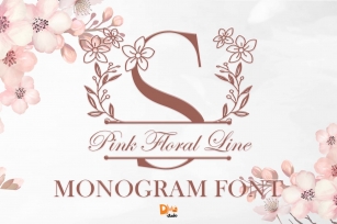 Pink Floral Line Monogram Font Download
