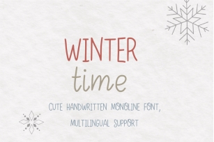Winter time a cute handwritten monoline multilingual kids font Font Download