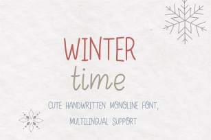 Winter time a cute monoline kids multilingual Font Download