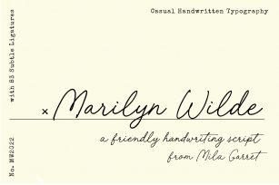 Marilyn Wilde Handwriting Script Font Download