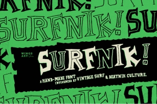 Surfnik - A Hand-Made Vintage Surf and Beatnik Font Font Download