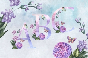 Floral hydrangea PNG set Font Download