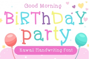 Birthday party Handwritten- cute kid font Kawaii style Font Download