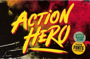 Action Hero - An 80s Movie Title Poster Font Font Download