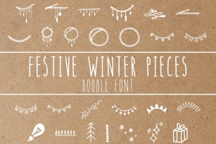 Festive winter pieces doodle in ttf, otf Font Download