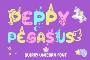 Peppy Pegasus -  Quirky Unicorn Theme Font Font Download