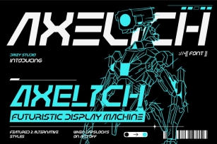 Axelich - Futuristic Display Machine Font Font Download