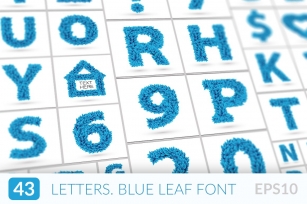 Blue frozen leaves font Font Download