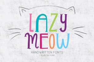 LAZY MEOW. Handwitten fonts+cliparts Font Download