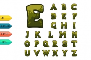 Green wooden game alphabet. Font Download