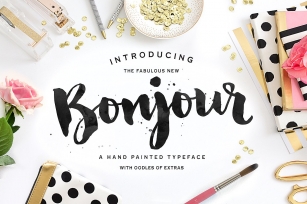 Bonjour! Typeface with Extras Font Download